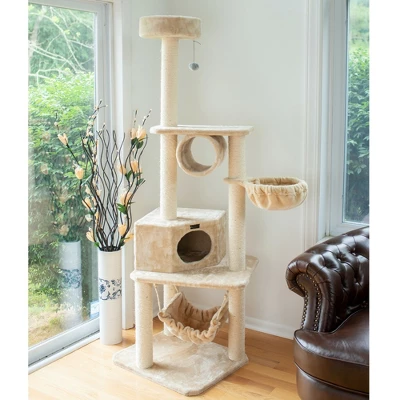 Armarkat 72" H Pet Real Wood Cat Tower, Tower EntertaInment Furniture With Lounge Basket, Perch, A7204 3 Armarkat 72" H Pet Real Wood Cat Tower, Tower EntertaInment Furniture With Lounge Basket, Perch, A7204