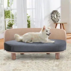 Corgi 26" Wide Small Dog Bed With Removable Cover,Velvet Cushion With Solid Wood Legs And Bent Wood Back-The Pop Maison -PawHut || Nylabone || Northlight Gifts Shop GUEST 08ad87d8 8b95 41c0 98ac 0e2a31cc6a3c