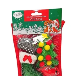 Midlee Cat Christmas Stocking With Toys - 14 Toys