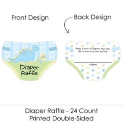 Big Dot Of Happiness Baby Boy Dinosaur - Diaper Shaped Raffle Ticket Inserts - Baby Shower Activities - Diaper Raffle Game - Set Of 24