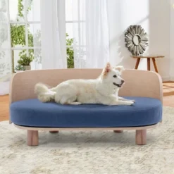 Corgi 26" Wide Small Dog Bed With Removable Cover,Velvet Cushion With Solid Wood Legs And Bent Wood Back-The Pop Maison -PawHut || Nylabone || Northlight Gifts Shop GUEST 195224f8 a088 4227 ae5c a4a99abfbd7f