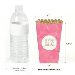 Big Dot Of Happiness Pink Twinkle Twinkle Little Star - Baby Shower Or Birthday Party Favor Popcorn Treat Boxes - Set Of 12