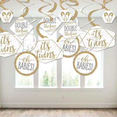 Big Dot Of Happiness It's Twins - Gold Twins Baby Shower Hanging Decor - Party Decoration Swirls - Set Of 40 4 Big Dot Of Happiness It's Twins - Gold Twins Baby Shower Hanging Decor - Party Decoration Swirls - Set Of 40 - Image 2