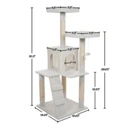 Pet Adobe 4-ft Multilevel Cat Tree House - White