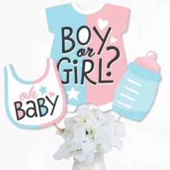 Big Dot Of Happiness Baby Gender Reveal - Team Boy Or Girl Party Centerpiece Sticks - Table Toppers - Set Of 15