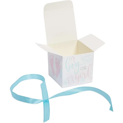 Sparkle And Bash 50 Pack Paper "Boy Or Girl" Gender Reveal Party Favors Treat Boxes With Ribbons 6 Sparkle And Bash 50 Pack Paper "Boy Or Girl" Gender Reveal Party Favors Treat Boxes With Ribbons - Image 4