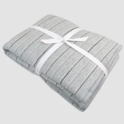 Honest Baby Organic Cotton LightWeight Knit Quilt - Dotted Stripe/Painted Buffalo