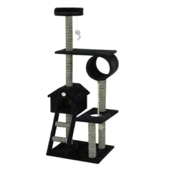 Go Pet Club 60" Black Cat Tree Condo With Sisal Covered Posts F44 - Black