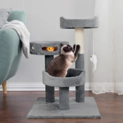 Pet Adobe 3-Tier Cat Tower And Interactive Toy, Gray -PawHut || Nylabone || Northlight Gifts Shop GUEST 4fcbf1ca e655 421e 895b 6b3e9d5c4f08