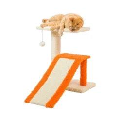 Armarkat 2-Level Platform Real Wood Cat Scratcher With Sisal Carpet Ramp