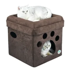 Go Pet Club Comfy Cat Cube Bed Paw Print F880 -PawHut || Nylabone || Northlight Gifts Shop GUEST 7370ddac 0183 4db8 bf9f 444389854043