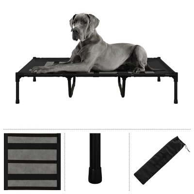Elevated Dog Bed - 48x36-Inch Portable Pet Bed With Non-Slip Feet - Indoor/Outdoor Dog Cot Or Puppy Bed For Pets Up To 110lbs By PETMAKER (Black) 4 Elevated Dog Bed - 48x36-Inch Portable Pet Bed With Non-Slip Feet - Indoor/Outdoor Dog Cot Or Puppy Bed For Pets Up To 110lbs By PETMAKER (Black) - Image 2