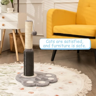 Costway 20.5'' Tall Cat Scratching Post Claw Scratcher W/ Sisal Rope & Plush Ball 4 Costway 20.5'' Tall Cat Scratching Post Claw Scratcher W/ Sisal Rope & Plush Ball - Image 2