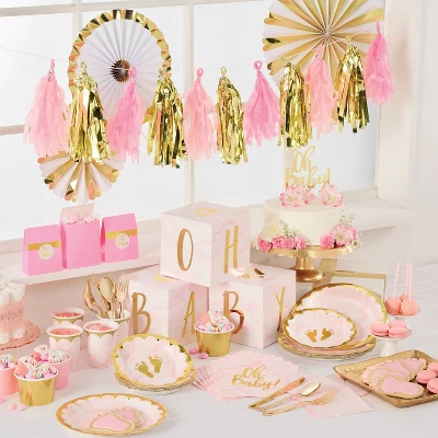 Creative Converting 3ct Marble 'Oh Baby' Centerpieces Party Décor And Accessories Pink 6 Creative Converting 3ct Marble 'Oh Baby' Centerpieces Party Décor And Accessories Pink - Image 4