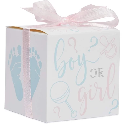 Sparkle And Bash 50 Pack Paper "Boy Or Girl" Gender Reveal Party Favors Treat Boxes With Ribbons 7 Sparkle And Bash 50 Pack Paper "Boy Or Girl" Gender Reveal Party Favors Treat Boxes With Ribbons - Image 5