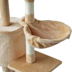 PawHut 53" Plush Sturdy Interactive Cat Condo Tower Scratching Post Activity Tree House - Beige -PawHut || Nylabone || Northlight Gifts Shop GUEST 93e18332 63e4 452e 8a46 ddaf93381378