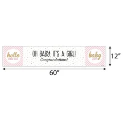 Big Dot Of Happiness Hello Little One - Pink And Gold - Girl Baby Shower Decorations Party Banner