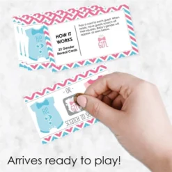 Big Dot Of Happiness Girl Chevron Gender Reveal - Baby Girl Gender Reveal Scratch Off Cards - Baby Shower Game - Set Of 22