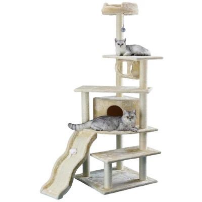 Go Pet Club 70" Cat Tree Condo With Sisal Slide And Scratching Posts F71 3 Go Pet Club 70" Cat Tree Condo With Sisal Slide And Scratching Posts F71