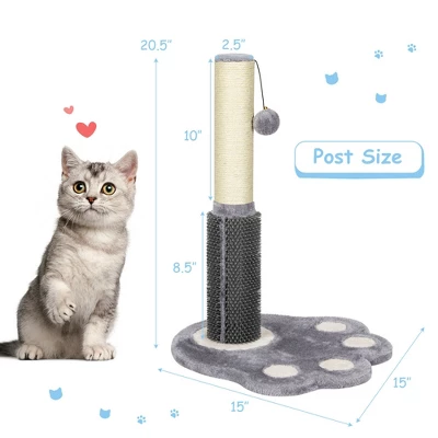 Costway 20.5'' Tall Cat Scratching Post Claw Scratcher W/ Sisal Rope & Plush Ball 3 Costway 20.5'' Tall Cat Scratching Post Claw Scratcher W/ Sisal Rope & Plush Ball