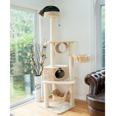 Armarkat 72" H Pet Real Wood Cat Tower, Tower EntertaInment Furniture With Lounge Basket, Perch, A7204 4 Armarkat 72" H Pet Real Wood Cat Tower, Tower EntertaInment Furniture With Lounge Basket, Perch, A7204 - Image 2