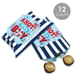 Big Dot Of Happiness Ahoy It’s A Boy - Favor Gift Boxes - Nautical Baby Shower Large Pillow Boxes - Set Of 12