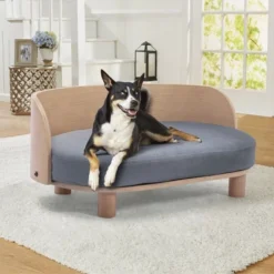 Corgi 26" Wide Small Dog Bed With Removable Cover,Velvet Cushion With Solid Wood Legs And Bent Wood Back-The Pop Maison -PawHut || Nylabone || Northlight Gifts Shop GUEST c9ce0b33 2d99 41bd 8480 3d3eefe82551