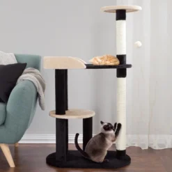 3-Tier Cat Tower - Indoor Feline Furniture With 2 Napping Perches, 2 Sisal Rope Scratching Posts, Peek Hole, And Fun Hanging Toy By PETMAKER (Black) -PawHut || Nylabone || Northlight Gifts Shop GUEST c9e22d41 0bde 4a8c 8011 a2aeda654069