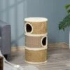 PawHut 28 Inch Cat Condo, 3 Story Cat Hideaway With Sisal Scratching Pad, Barrel Shaped Small Cat Tree For Indoor Cats, Khaki And Brown -PawHut || Nylabone || Northlight Gifts Shop GUEST dc2b8247 697d 402a b2b3 742824ccf548
