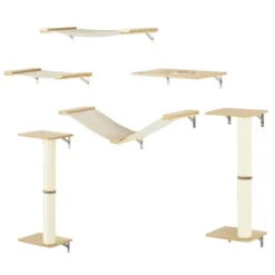PawHut Unique Cat Tree Made From Cat Shelves With 8 Levels For More Height, Wall-Mounted Cat Tree Climbing Playground, Cat Hammocks, Modern Cat Tree -PawHut || Nylabone || Northlight Gifts Shop GUEST df0ec53a 7c7b 4f98 9072 816d9ddcfe7c
