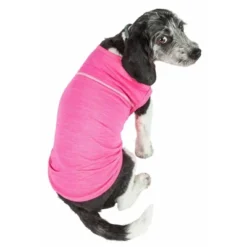 Pet Life Active 'Aero-Pawlse' Heathered Quick-Dry Dog And Cat Tank Top - Pink - S