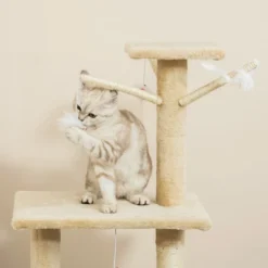 PawHut 53" Plush Sturdy Interactive Cat Condo Tower Scratching Post Activity Tree House - Beige -PawHut || Nylabone || Northlight Gifts Shop GUEST f8ed05a9 e4d1 4c58 8017 a98865dd3fec