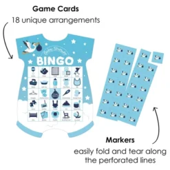 Big Dot Of Happiness Boy Special Delivery - Picture Bingo Cards And Markers - It’s A Boy Stork Baby Shower Shaped Bingo Game - Set Of 18
